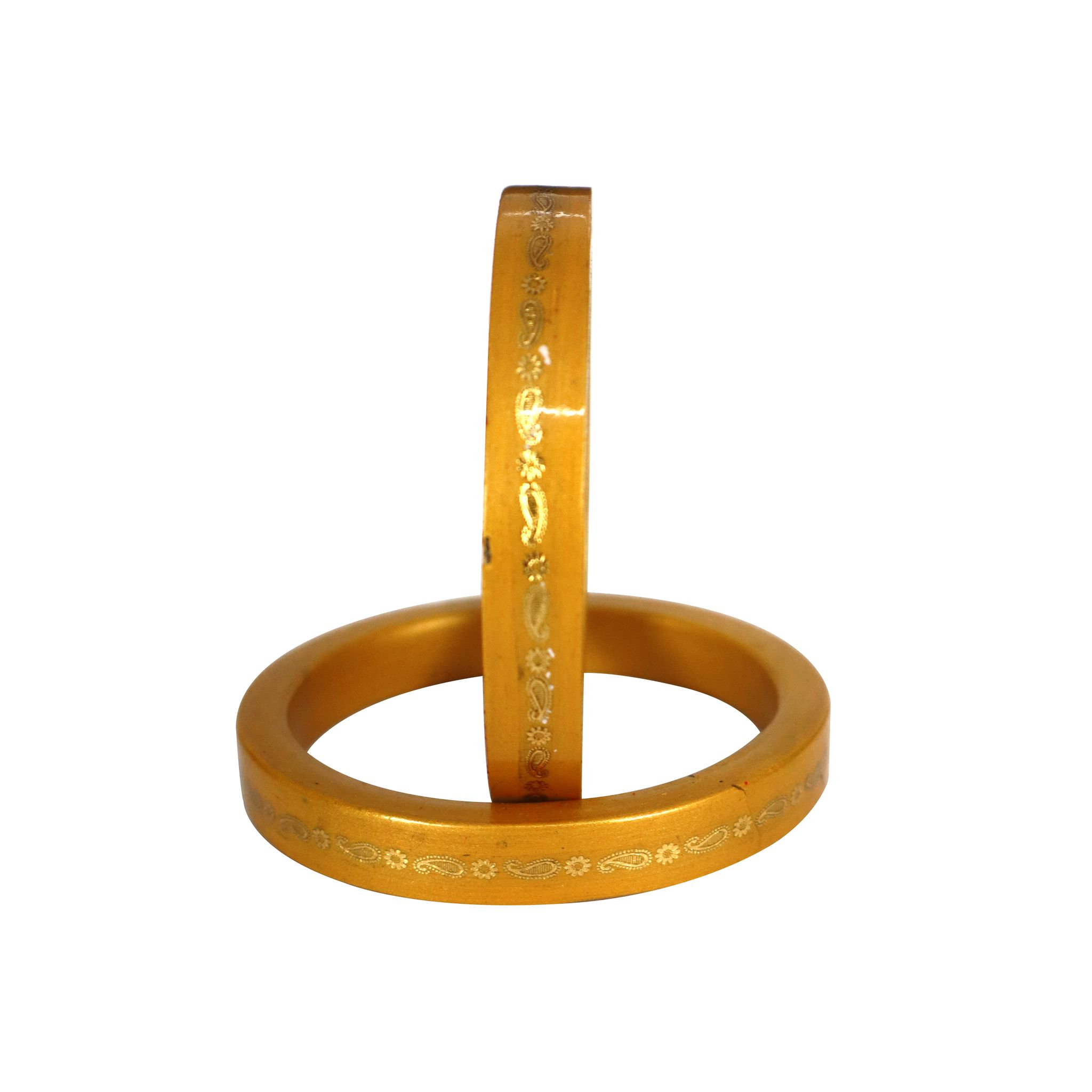 FHS Royal Style Rajasthani Lac Bangles Peach Colour for Girls & Womens-Yellow view 2