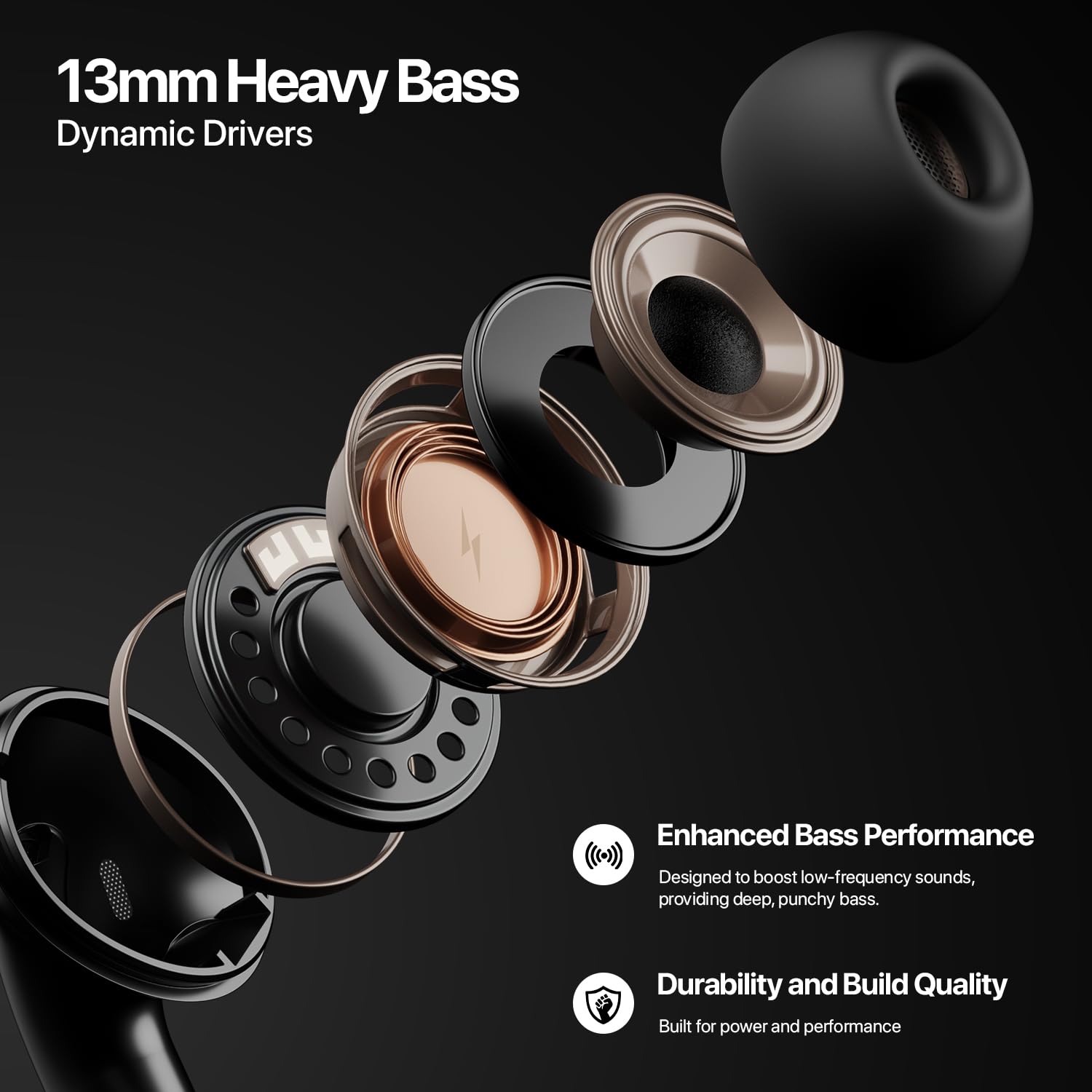 Fire-Boltt Aero TWS Ear Buds Custom EQ, Wireless Bluetooth 5.4, 50H Playtime, 50ms Low Latency, Fast Charging Case, App Support, Touch Controls, IPX4 Waterproof, Gaming & Music view 2
