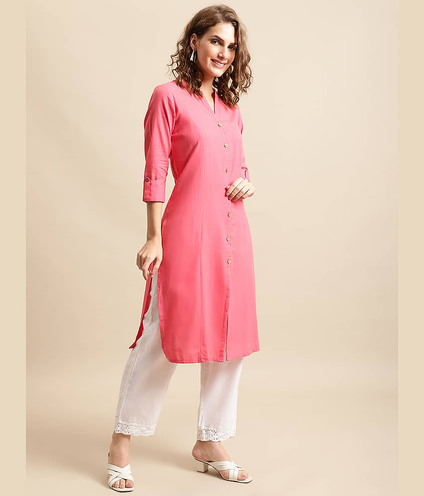 Pistaa - Yellow Cotton Women's Front Slit Kurti ( Pack of 1 ) view 2