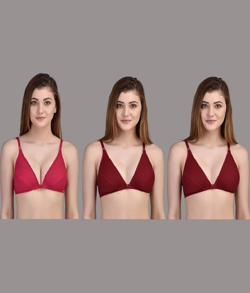 Zourt Pack of 3 Cotton Non Padded Women's T-Shirt Bra ( Multicolor )