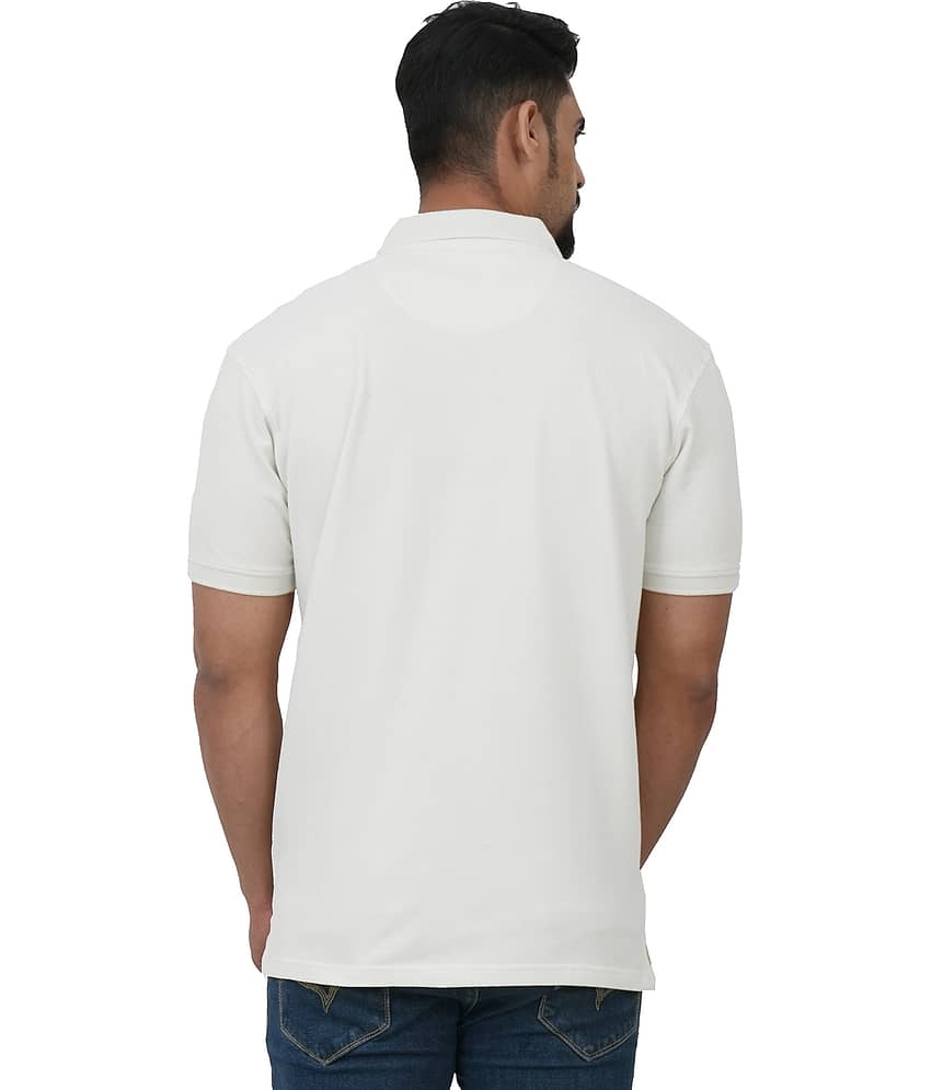 Cotstyle Pack of 1 Cotton Blend Regular Fit Solid Half Sleeves Men's Polo T Shirt ( White ) view 2