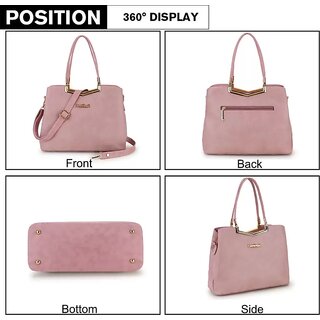 LAIK Handbags for Women Premium PU Leather Shoulder Bags Latest Trendy Design Bag Top Handle Stylish Bag For Ladies Peach view 2
