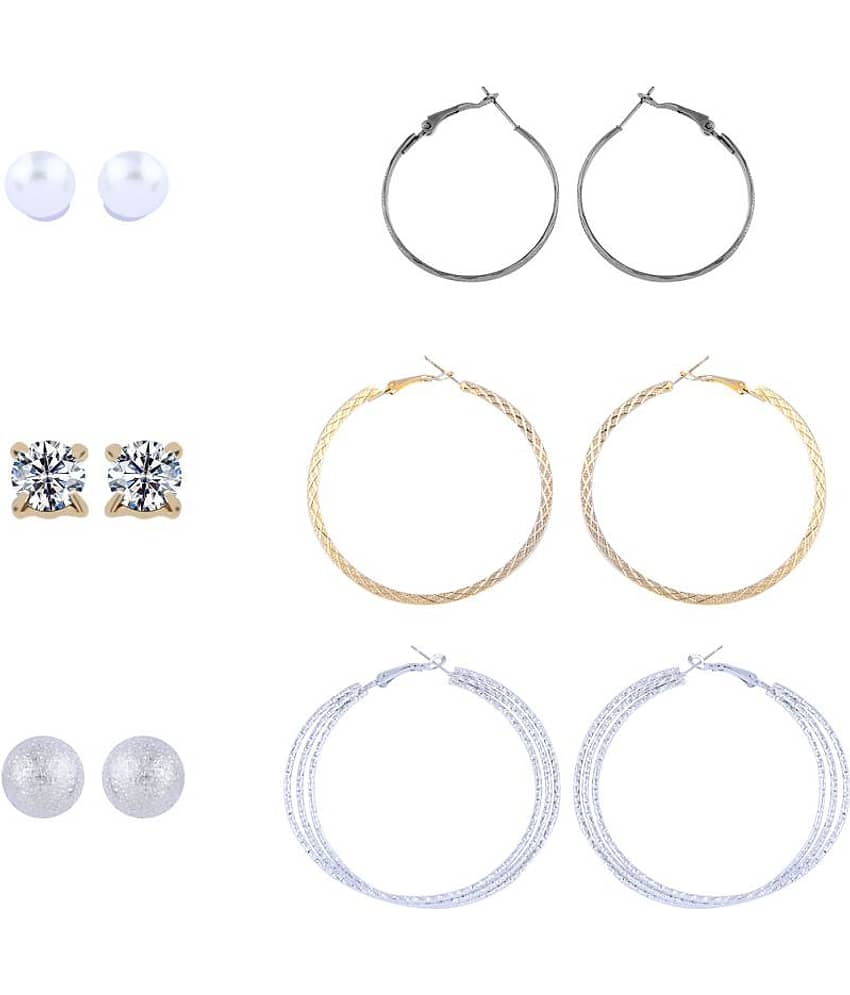 Silver Shine - Multi Color Hoops Earrings ( Pack of 1 ) view 2