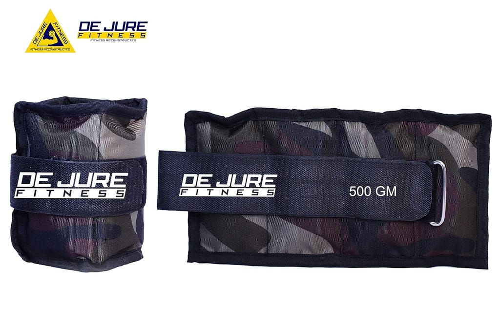 De Jure Fitness Ankle Weight Set, Wrist Weight Set, Leg Weight, Adjustable Strap,(E) Camouflage, Army Green (1 Pair) view 2