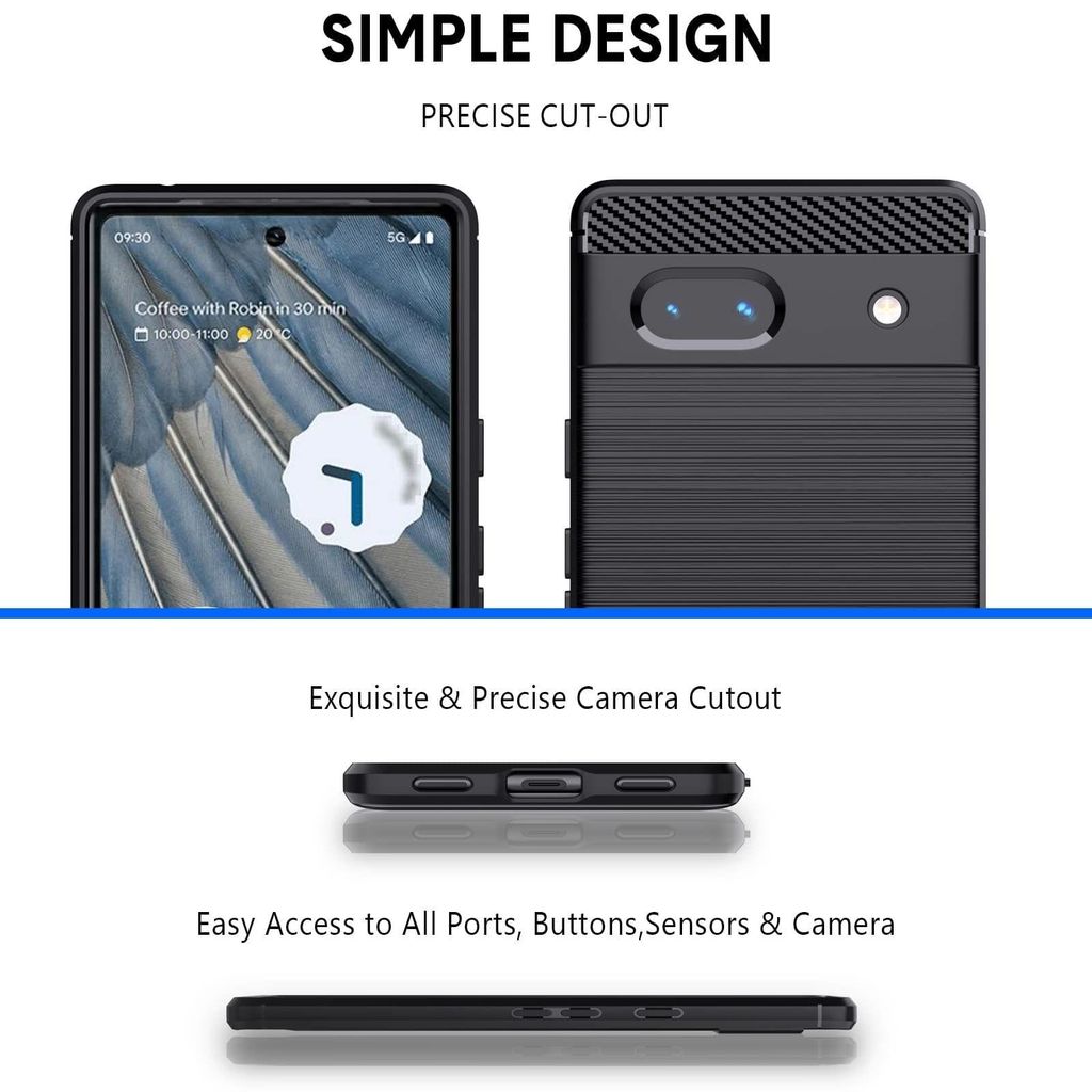 Natbok Compatible with Google Pixel 7A Case, Flexible TPU [Brushed Texture] [Anti-Slip] Shockproof Military Protection Bumper Phone Case,Slim Case Cover Compatible with Pixel 7A,Black view 2