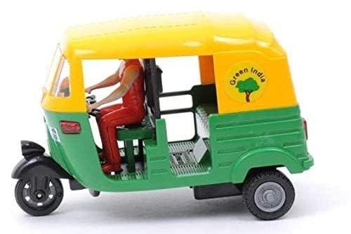 Mehtab Pull Back Plastic Mini Auto Rickshaw Toy Realistic Design Perfect for Kids Fun (Pack of 1, Multicolor) view 2