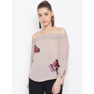 Purys Women Beige Floral Regular Top view 2