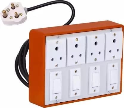 4 Anchor Socket 4 Switch Extension Board | Heavy Duty Copper Wire | 3 Pin Plug | Long Cable view 2