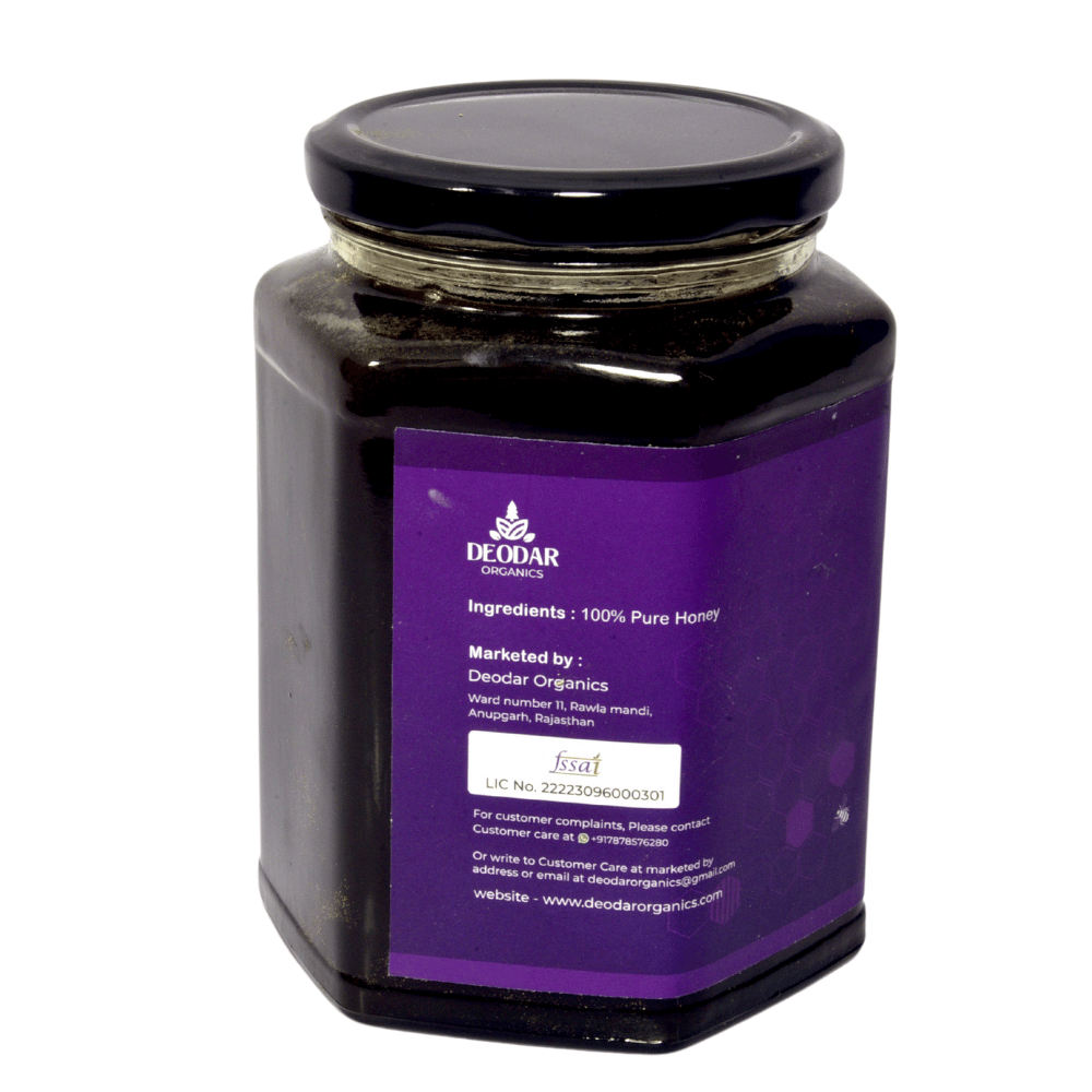 Deodar Organics 100% Pure Raw Jamun Flower Honey | No Additives | Unprocessed | Unheated | Low Glycemic Index | Glass jar | Honey for Diabetes view 2