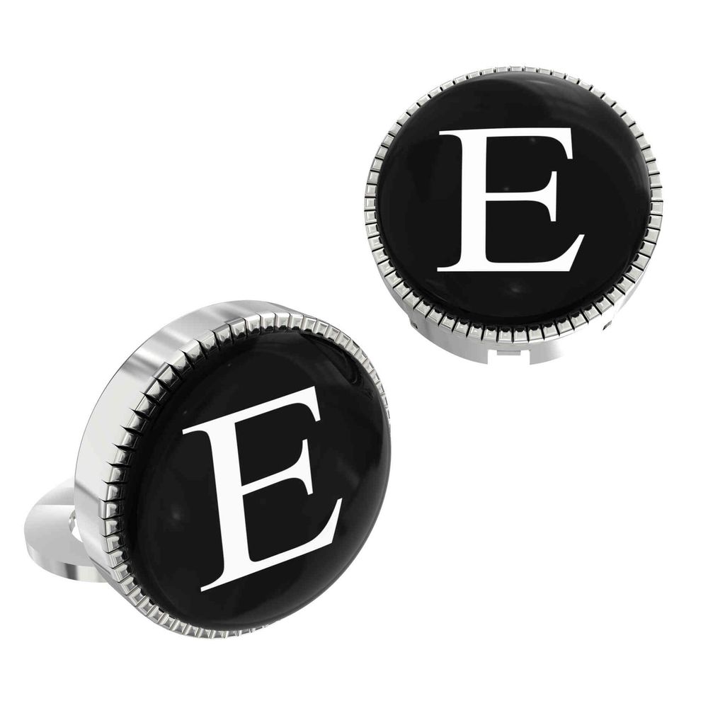 The Smart Buttons - Shirt Button Cover Cufflinks for Men - Personalized Initials - E view 2