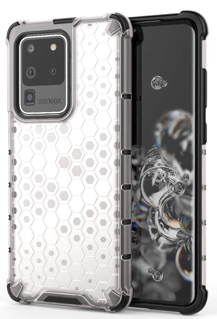 Faircost Hybrid Shockproof Back Cover for Samsung Galaxy S20 Ultra Hard Outside Soft Inside- (Polycabonate::Transparent) view 2