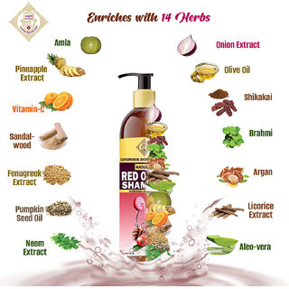 Red Onion Shampoo for Hair Growth and Scalp Treatment Pack of 1, Pink, Fresh, 200 ML view 2