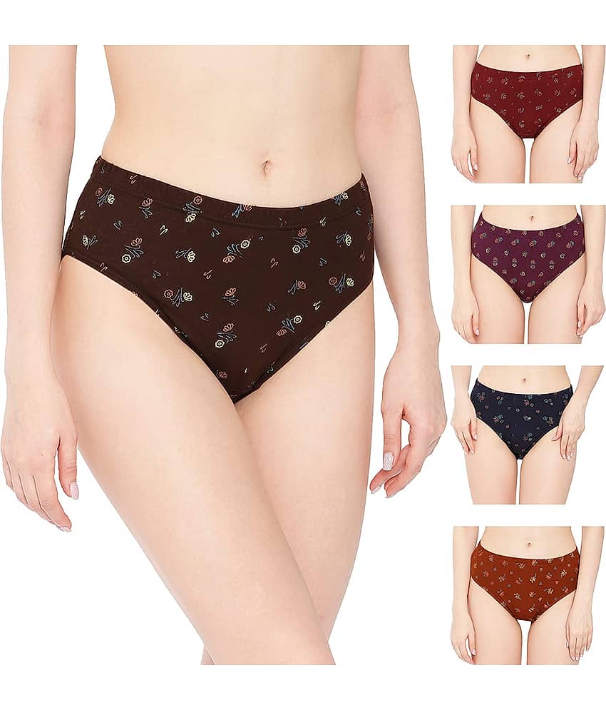 Tkeshto Pack of 4 Cotton Hipster For Women ( Multicolor ) view 2
