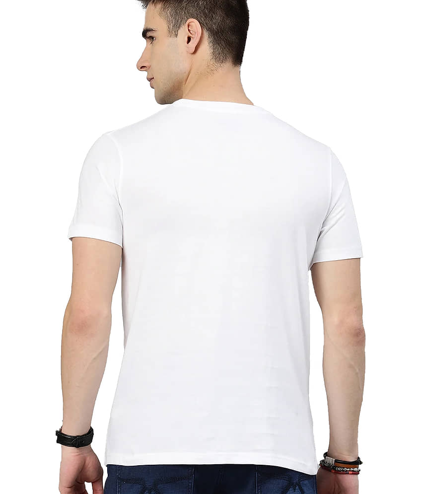 BINAYAK Cotton Regular Fit Printed Half Sleeves Men's Round T-Shirt - White ( Pack of 1 ) view 2