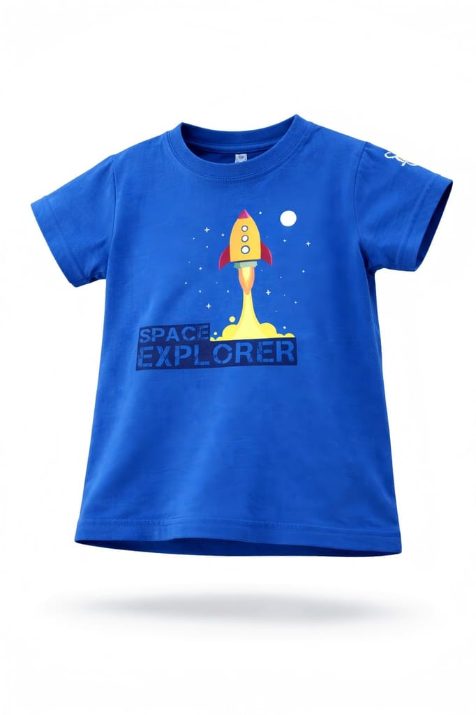 KUCHU Printed Kids T-Shirt | Space Explorer Theme | 10–11 Years | Breathable Cotton | Casual Wear | Graphic Tee | Comfortable Everyday Wear view 2