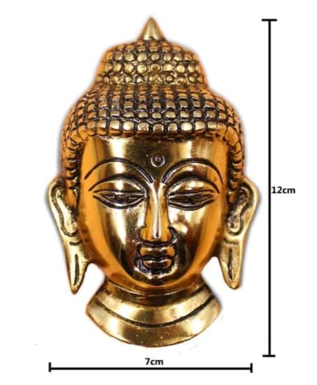 Golden Antique Finish Buddha Face Wall Hanging for Serene Home Decor and Buddhist Gifts. view 2