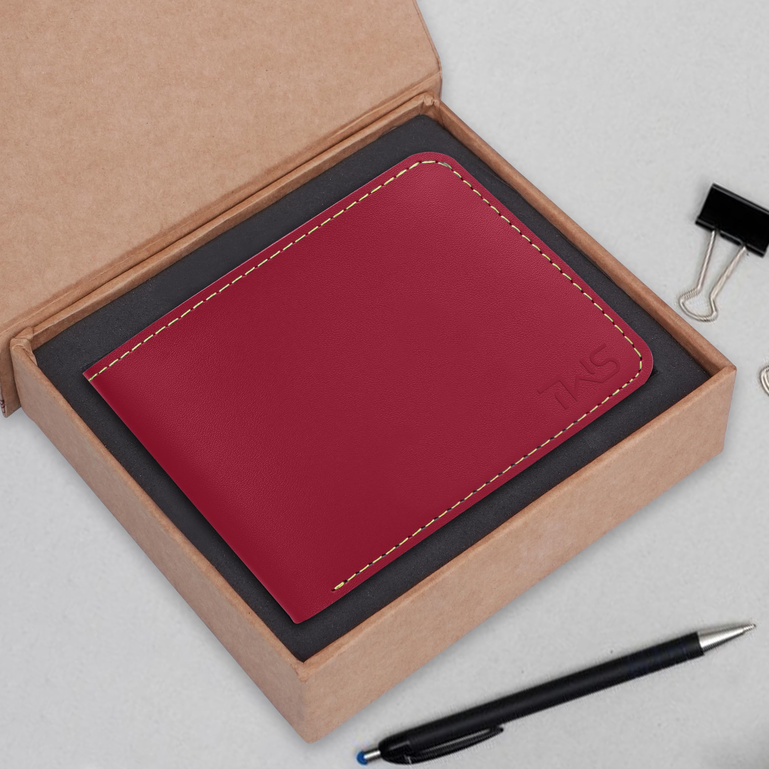 The Wallet Store Vegan Leather Wallet For Men - Red view 2