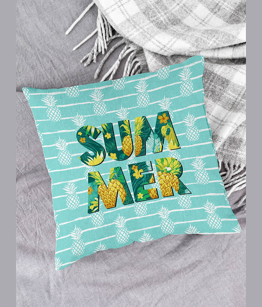 Houzzcode - Water Repellent Green Polyester Pillow Covers 40x40x3 ( Pack of 1 ) view 2
