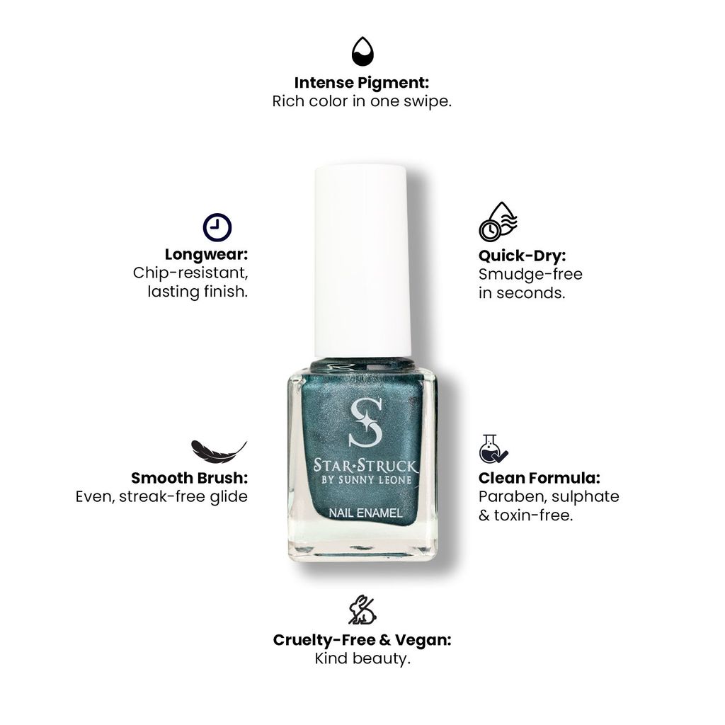 StarStruck by Sunny Leone - Galaxy Blue - Metallic Nail Polish | High-Impact Shine, Chip-Resistant & Quick Dry view 2