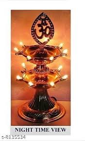 2 layer electric 14 LED Plastic Diya. Deepak for Home Pooja Temple & Diwali decoration . Height 7 Inches .