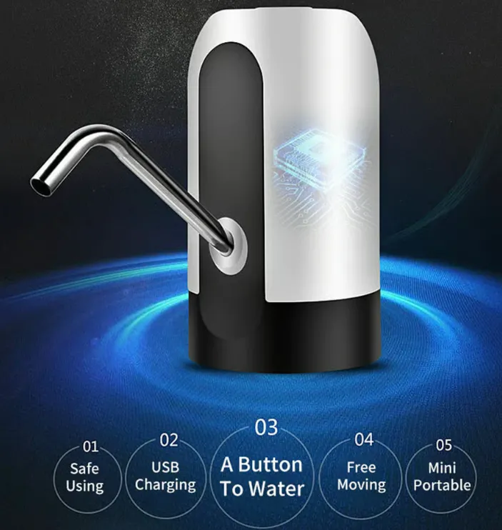 Automatic Wireless Water Can Dispenser Pump for 20 Litre Bottle Can, White/Black