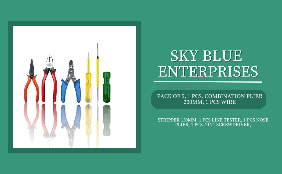 Sky Blue Multi Used 5-Piece Hand Tool Kit Set view 2