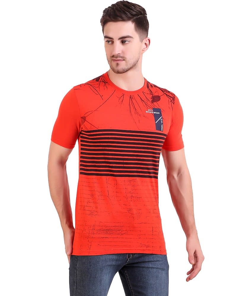 Bravezi Pack of 1 Cotton Blend Slim Fit Men's T-Shirt ( Red ) view 2