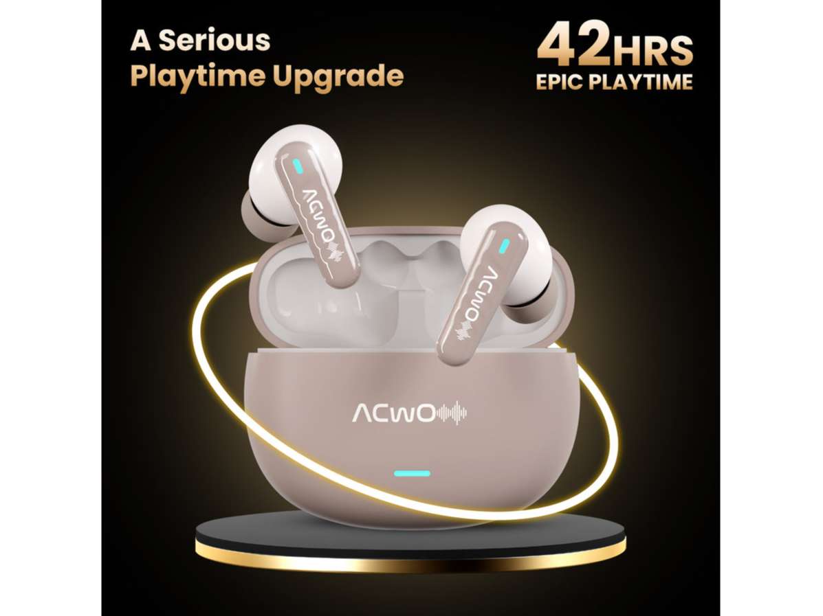 Acwo DwOTS 727 V2 New Version, in-Ear True Wireless Earbuds, 42-Hour Playtime, Pure Audio Technology, 25Db ANC, Sonic Shield Enc with 4 Mics - Bisque Beige view 2