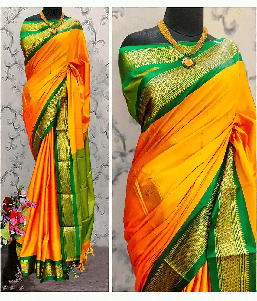 FAB SILK Cotton Silk Woven Saree With Unstitched Blouse Piece ( Multicolor6 )
