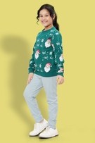 Ninos Dreams Christmas Full Sleeves Girls Sweatshirt With All Over HO HO Print - Green view 2
