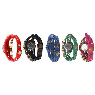 Butterfly Combo of 5 Different Color Vintage Watches For Women, Girl By Eglob view 2