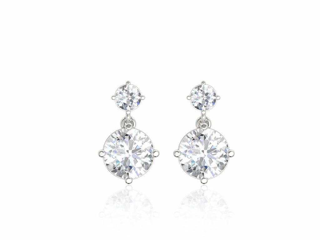 Illuminating Round Drop Solitaire Earrings view 2