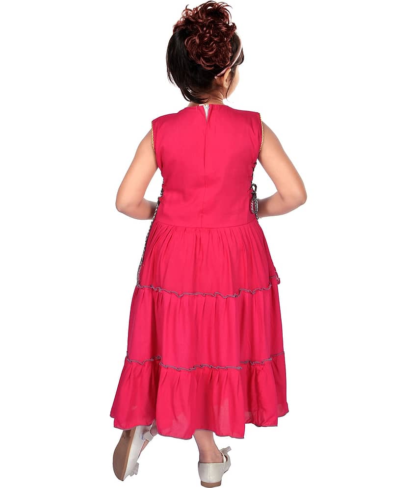 M.MONGELA DRESSES Cotton Blend A-line Dress For Girls ( Pack of 1 , Pink ) view 2