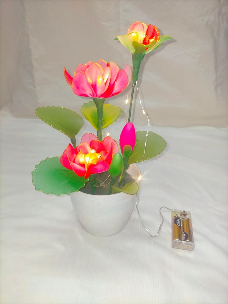 Handmade Nylon Stocking Flowers with White Pot view 2