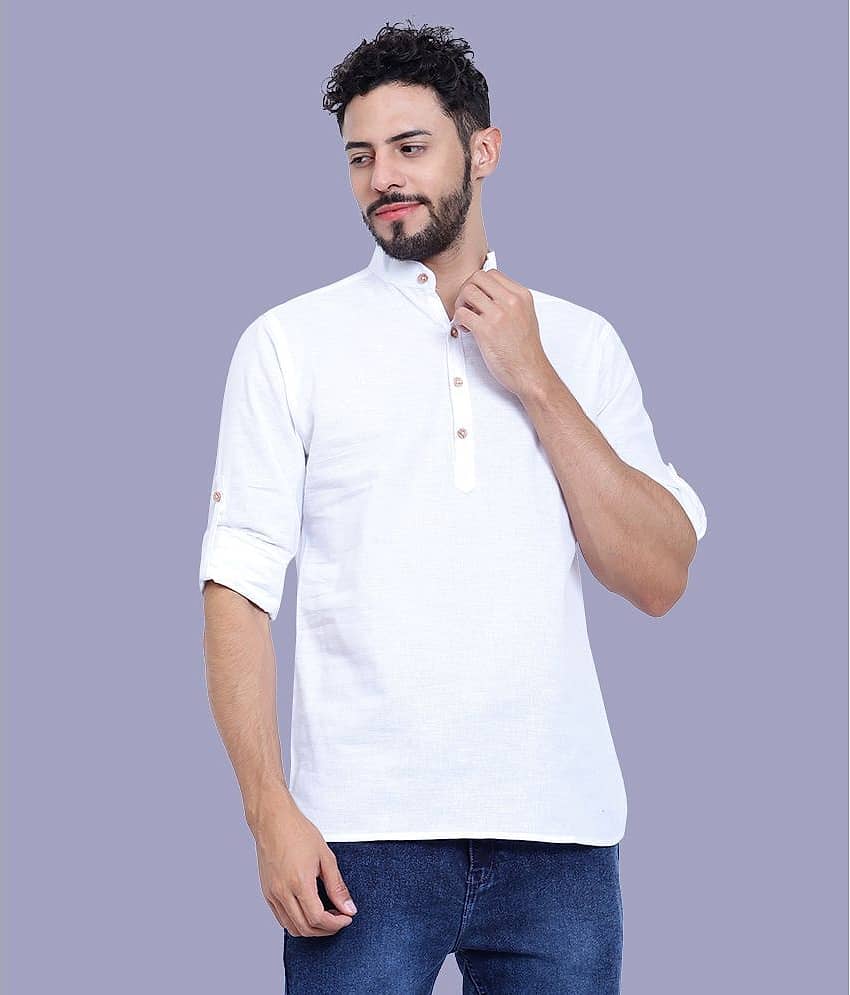TrendiVastra - White 100% Cotton Slim Fit Men's Casual Shirt ( Pack of 1 )