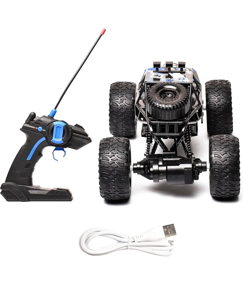 Braintastic Rock Climbing RC Cart Off-Road Rock Crawler Truck Vehicle 2.4ghz 2wd 1: 20 Radio Remote Control Car Toys for Kids 5+ Years (Blue) view 2