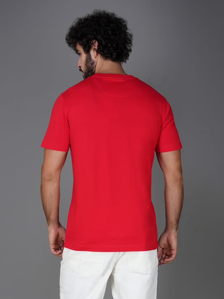 Men’s Round Neck Branded Cotton Jersey T-Shirt Red view 2