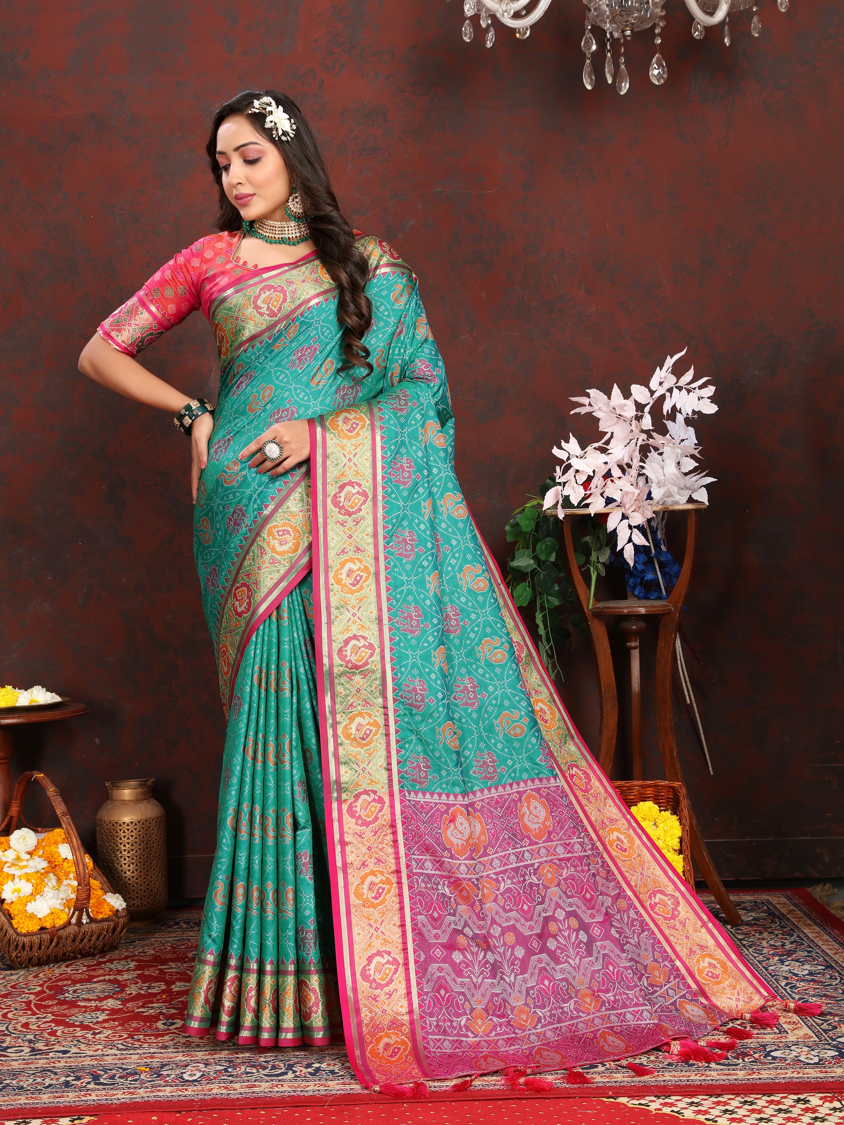 Soft Patola silk saree with Meenakari zari weaw... view 2