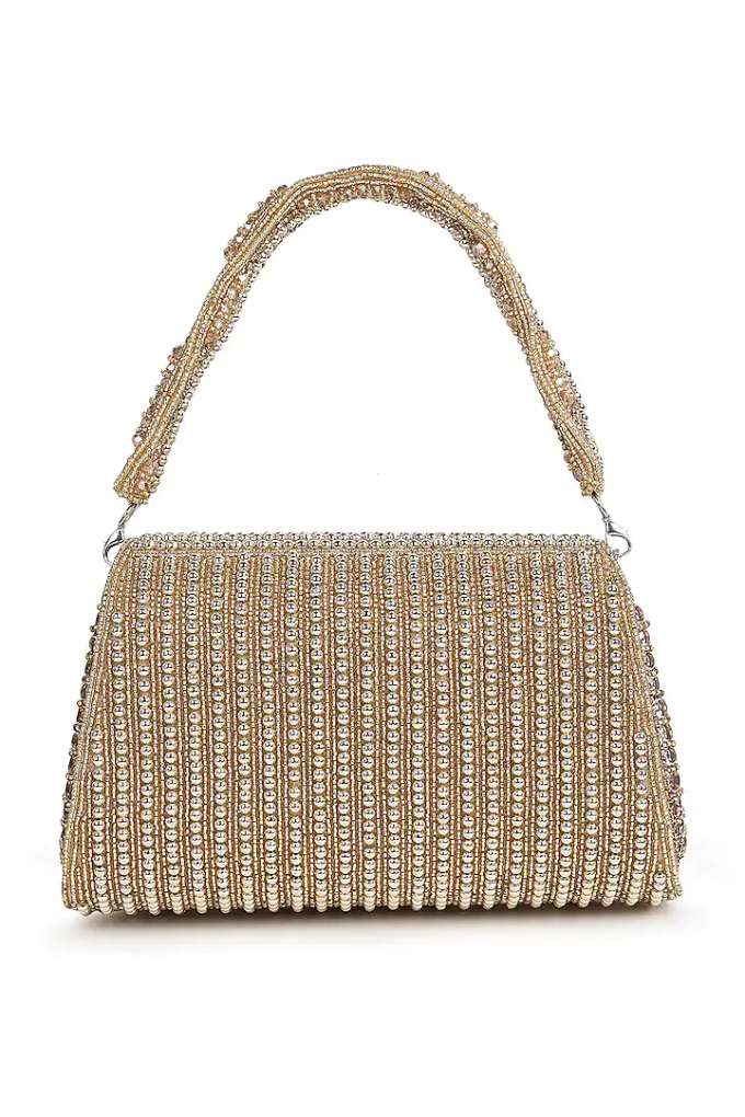 Gold Suede Flap Bag view 2