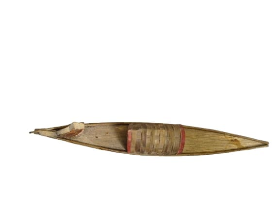 Handcrafted Wooden Kashmiri Shikara Boat with Rower Figurine view 2