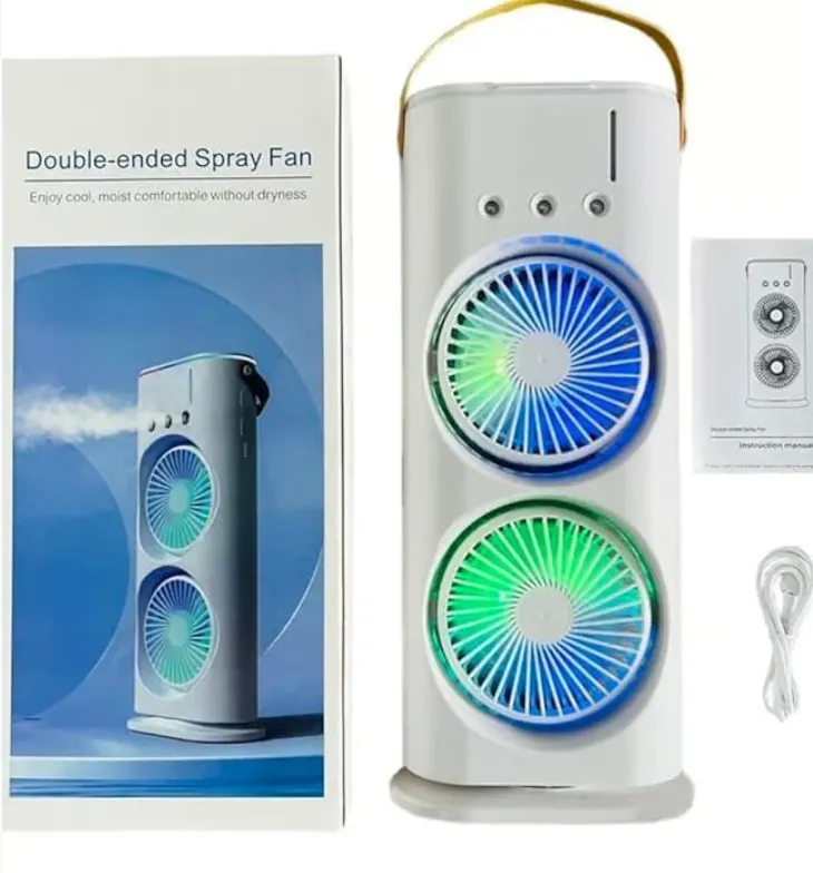 Rechargeable Double Ended Spray Fan USB Portable Cooling Fan with Remote Rotatable Mini Cooler Mist Humidifier Cooling Air Cooler for Home Office Bedroom Kitchen Travel