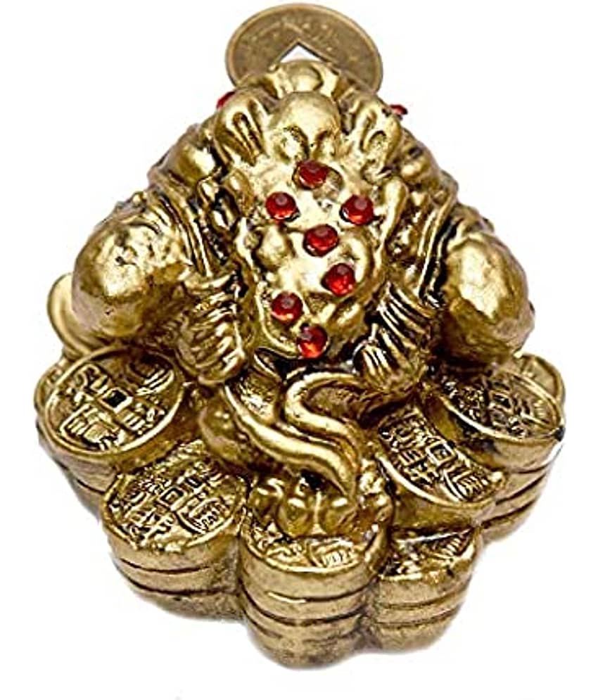 KESAR ZEMS Golden Vastu FengShui Frog -B Figurine For Prosperity (6.5cm x 7 cm x 5 cm, Golden) view 2