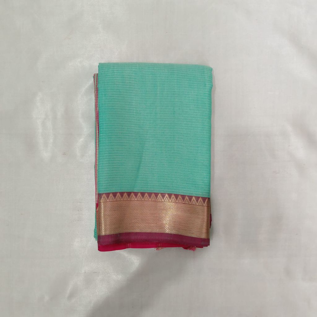 Cotton Saree with Blouse - Mint Green view 2