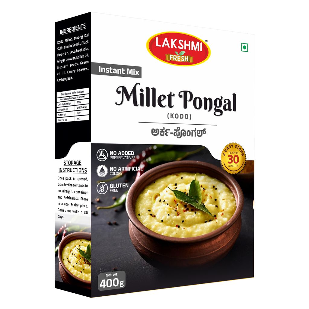 Lakshmi Fresh Kodo Millet Pongal 400g | Instant & Ready-to-Cook | Gluten-Free & Healthy Breakfast Mix