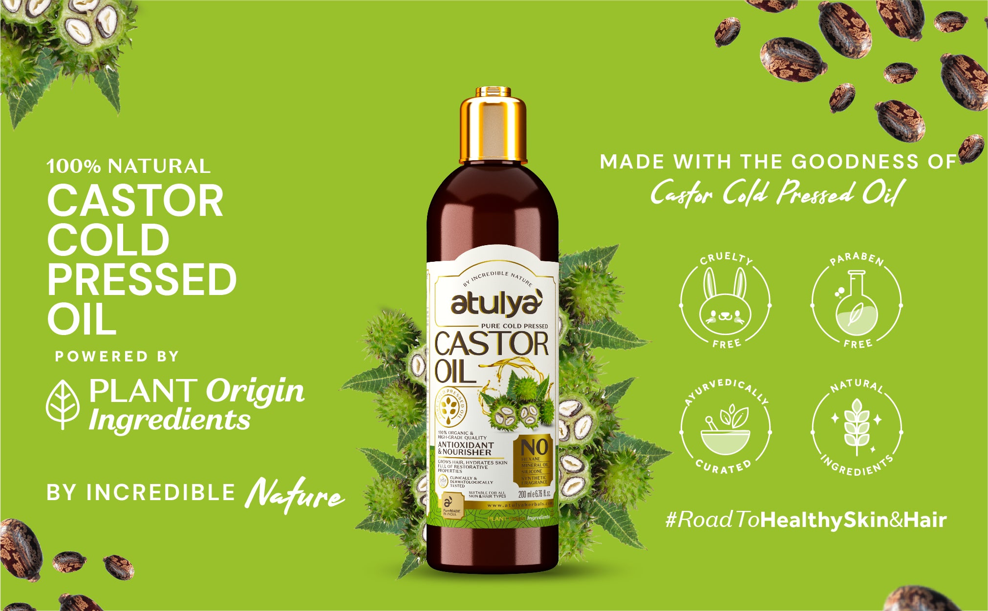 Atulya Pure Cold Pressed Castor Oil | Anti-oxidant and Nourishing - 200ml view 2