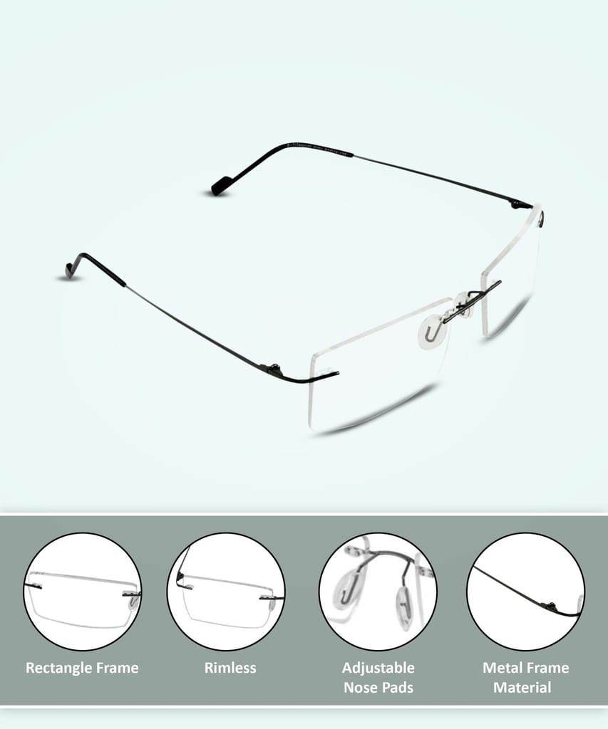 Jodykoes Premium Rimless Rectangle Frame (Black) view 2