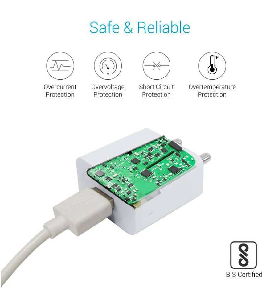 Portronics Adapto 62:2.4 A Charger With Single USB Port ,White (POR 1062) view 2