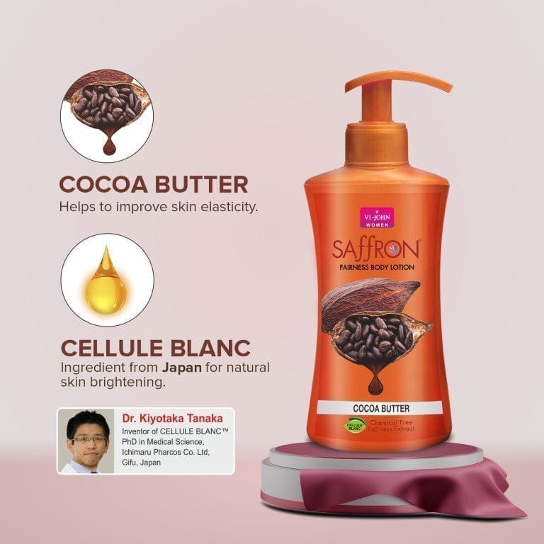VI-JOHN Women Saffron Chemical Free Cocoa Butter Fairness Body Lotion With & Vitamin E - 250 M view 2