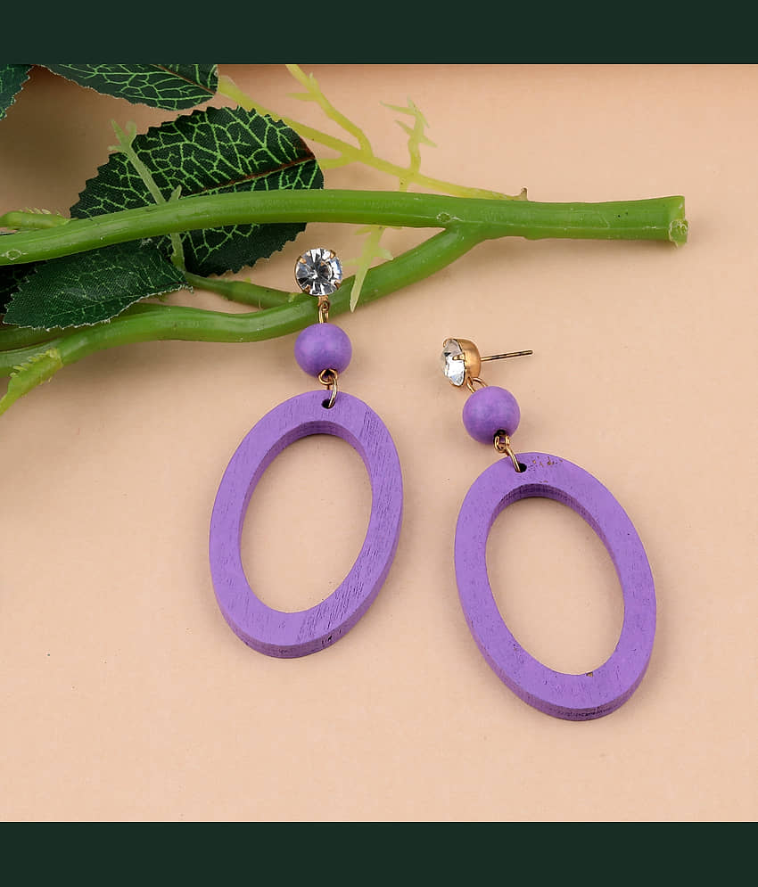 SILVER SHINE Designer Alegent Diamond Wooden Light Weight Earrings for Girls and Women. view 2