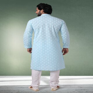 Raivat Ethnic Sky Blue Colour Cotton Kurta Pajama 1168 view 2